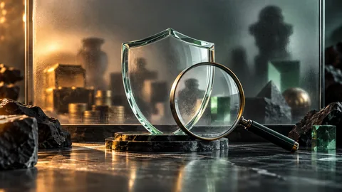 Concept illustration of visible evidence in front of obscured, unknown information.